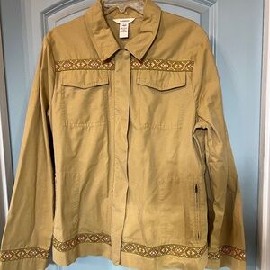 Sundance Mustard Yellow Cotton Zip Jacket Sz 14